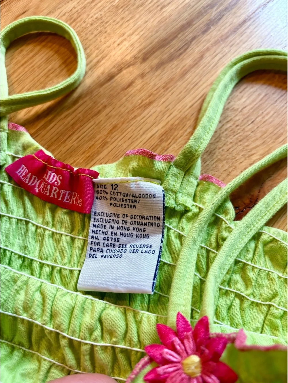 Kids Headquarters Girls 12 Y2K Lime Green Smocked Cami Tank Top Floral NWT